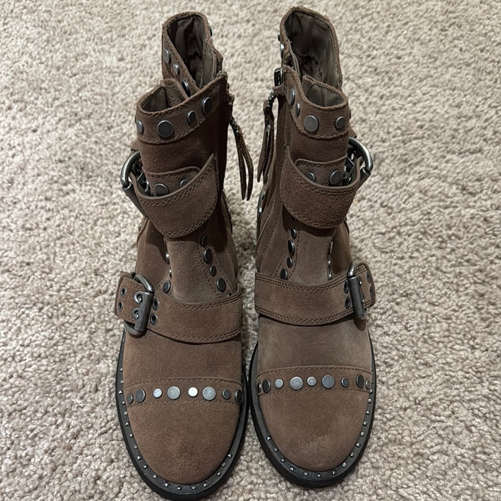 Sam Edelman Brown Studded Combat Boots